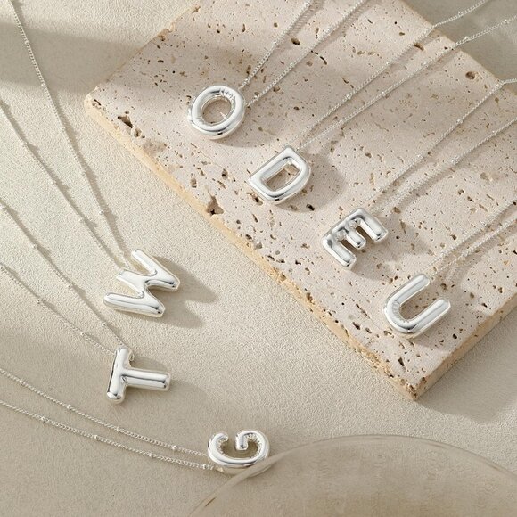 Personalized Silver Letter Necklace with Dainty Satellite Bead Chain Gifts Gold - Picture 5 of 7